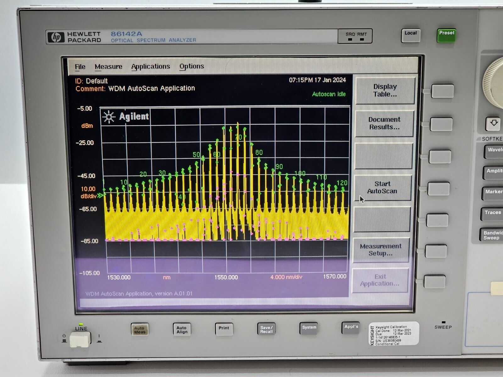 FOR PARTS / REPAIR Keysight Agilent HP 86142A Optical Spectrum Analyzer Opt. 005