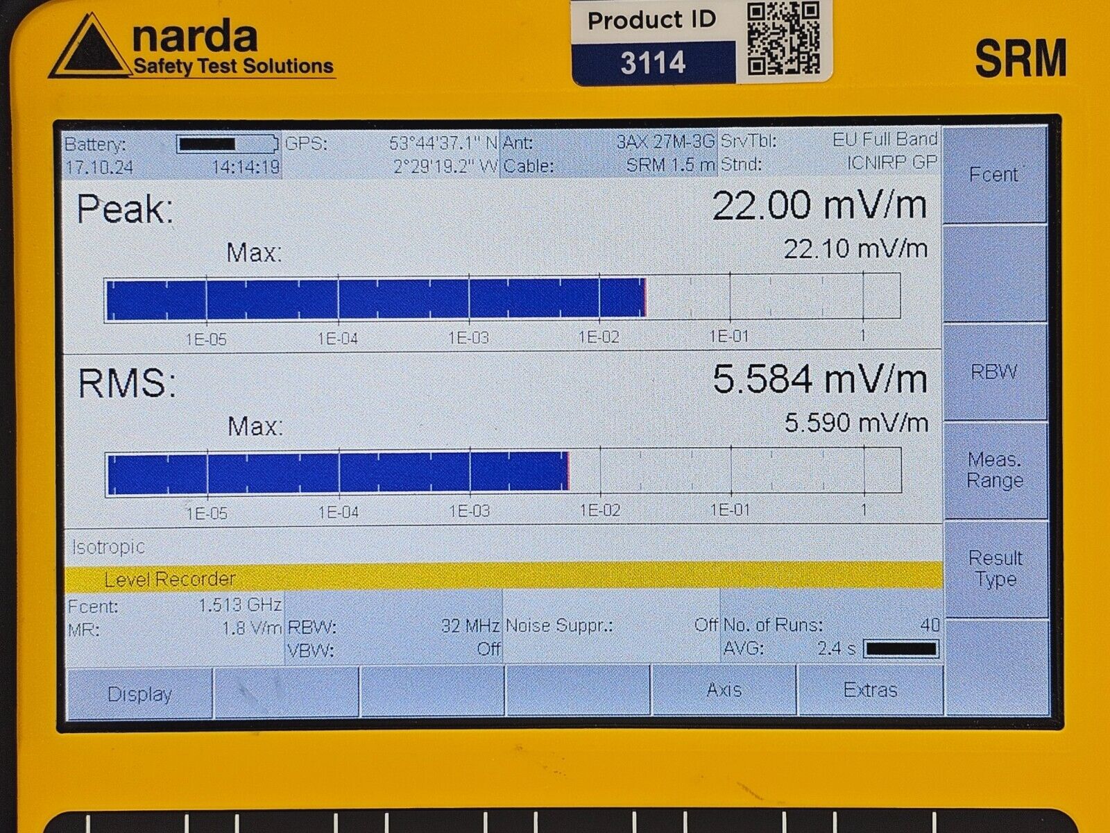 Narda SRM-3006 Selective Radiation Meter 3006/01 + 3501/03 Probe 27MHz - 3GHz