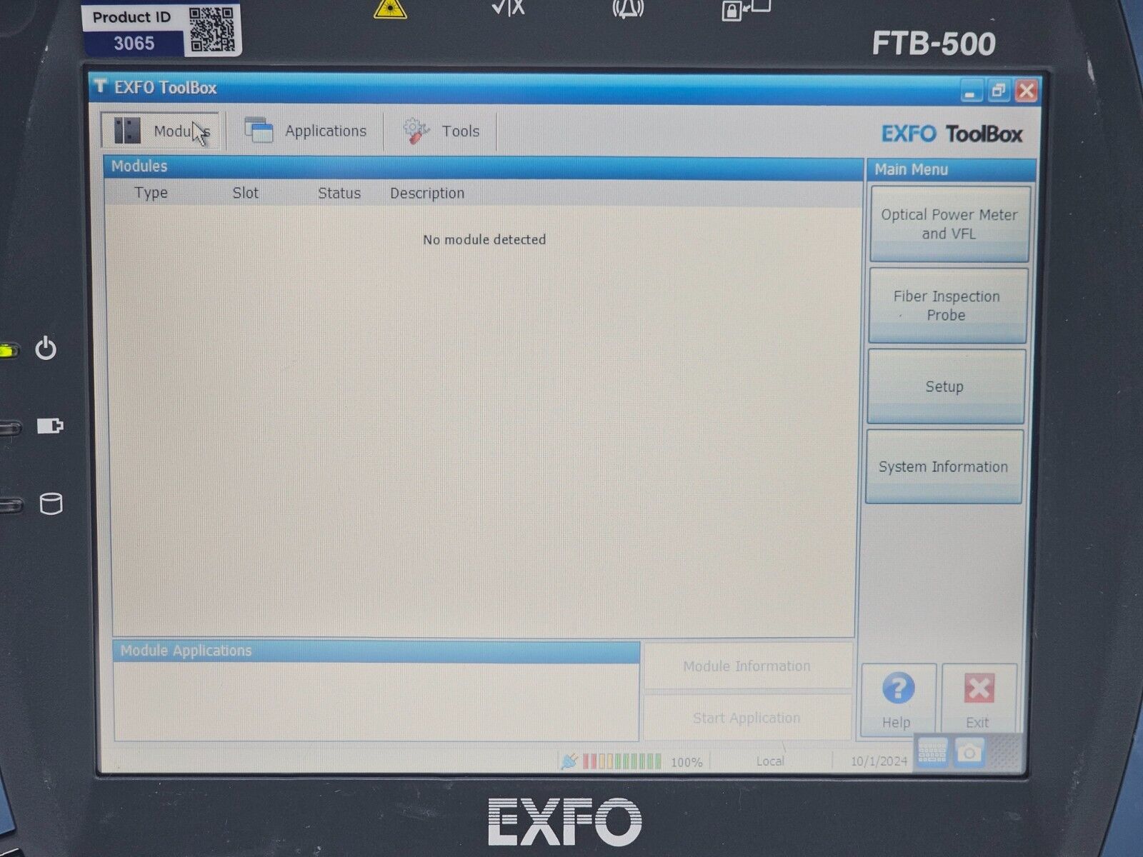 EXFO FTB-500 Mainframe Testing Platform NO Batteries NO Power Adapter