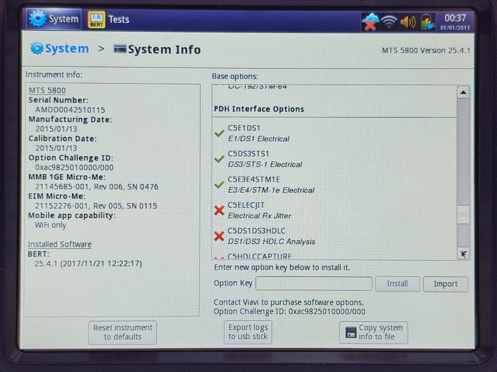 JDSU MTS 5800 + 5801P Network Tester SDH SONET PDH - NO BATTERY