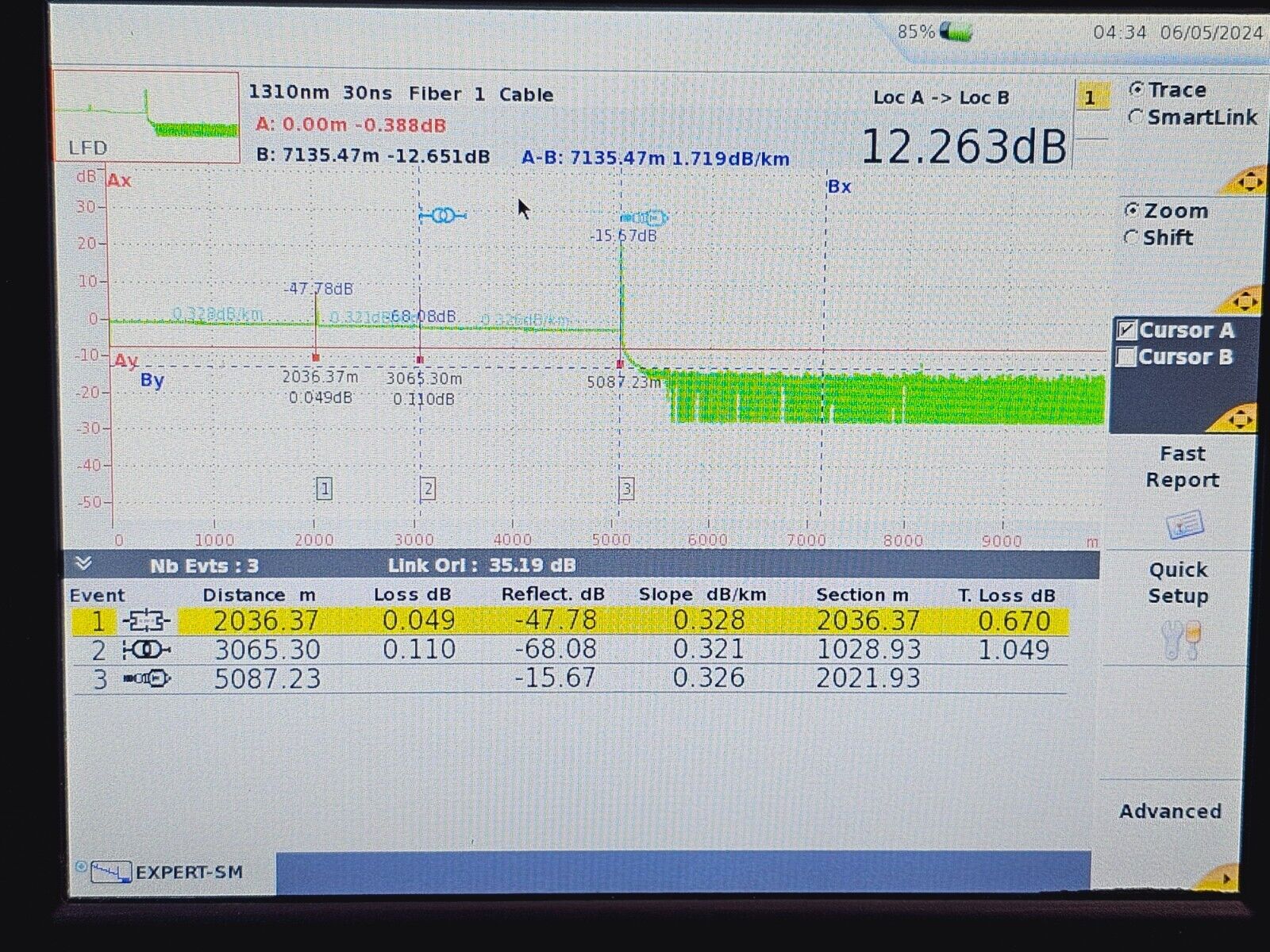 Viavi JDSU MTS 6000A V2 + 8126 B SM OTDR Module 1310/1550nm E8126B APC-FC