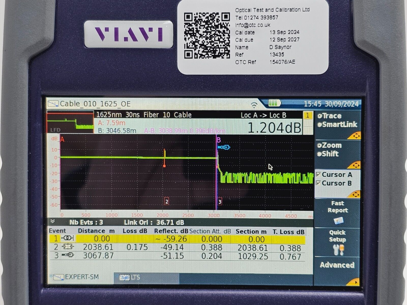 Viavi JDSU MTS 2000 + 4136 FMP2 1310/1550 & 1625 Filtered PON OTDR 46/45/44 dB