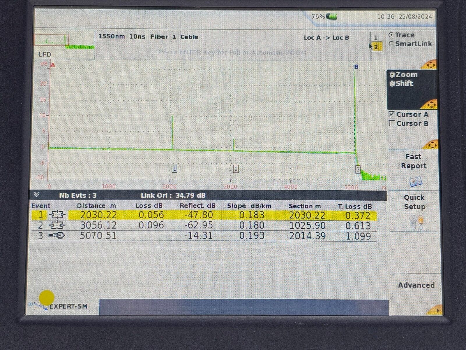 Viavi JDSU MTS 6000A V2 + 8126 B SM OTDR 1310/1550 nm 41/40 dB E8126B APC-FC