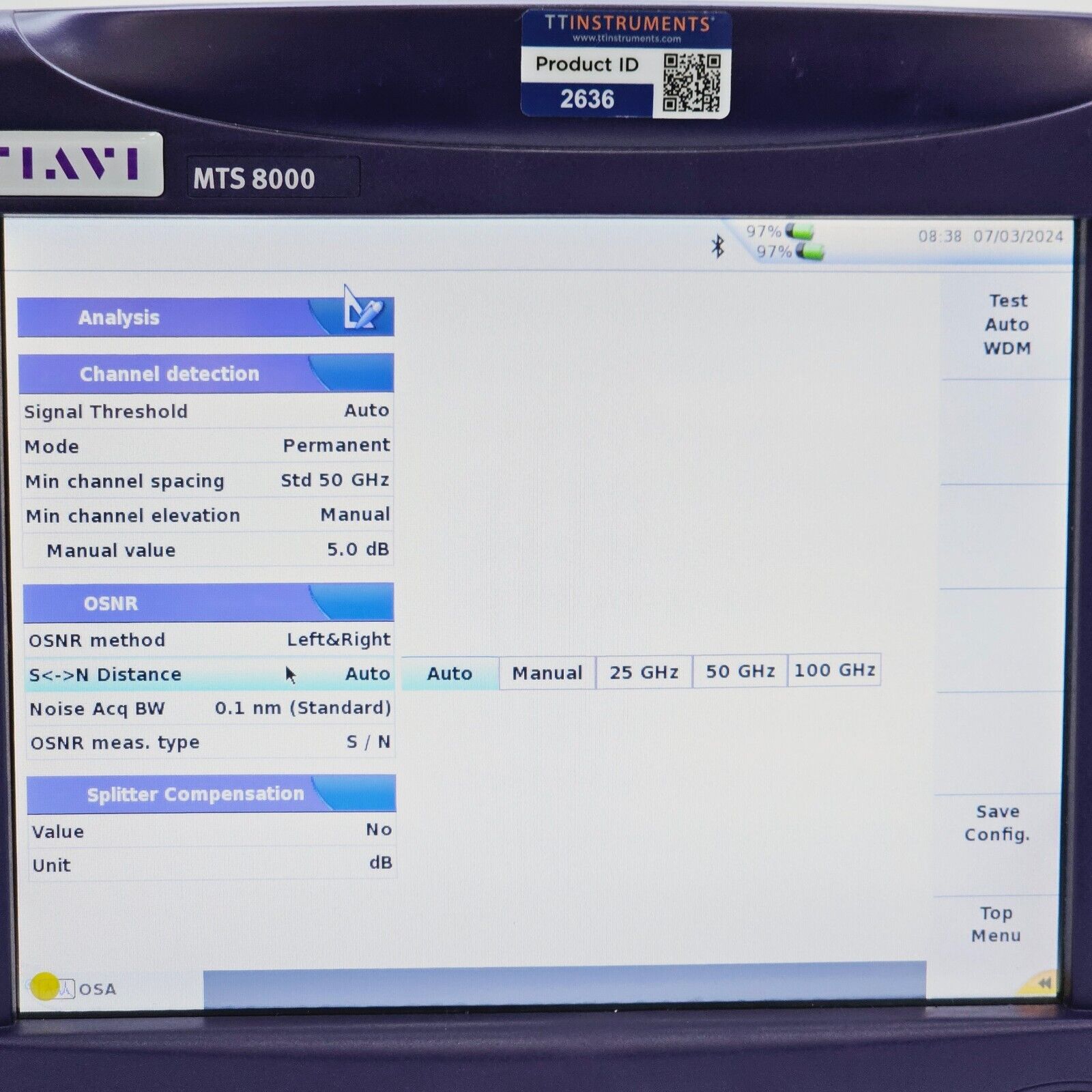 JDSU Viavi MTS 8000E V2 w/ OSA-501M 2281/91.23 High Performance DWDM Full-Band