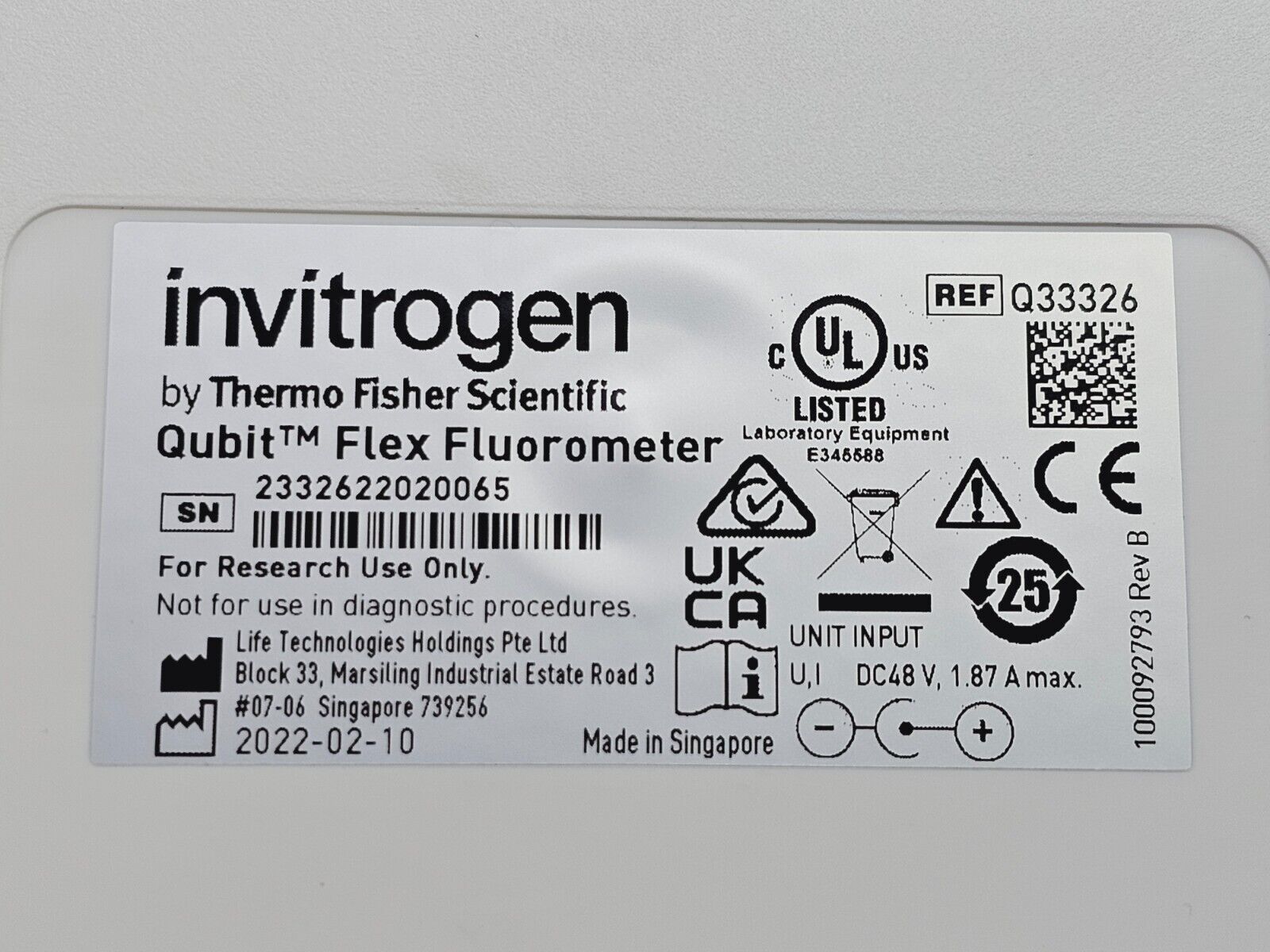 Thermo Invitrogen Qubit Flex Fluorometer DNA RNA Protein Concent Q33326 MFD 2022