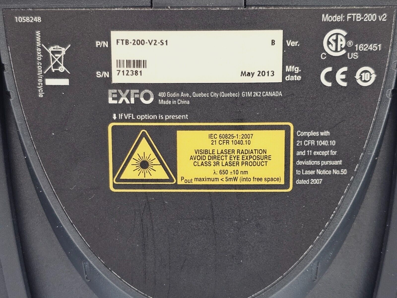 EXFO FTB-200 V2 FTB-200-V2-S1 + FTB-5240S-P OSA INB (in-band OSNR) & ADV Options