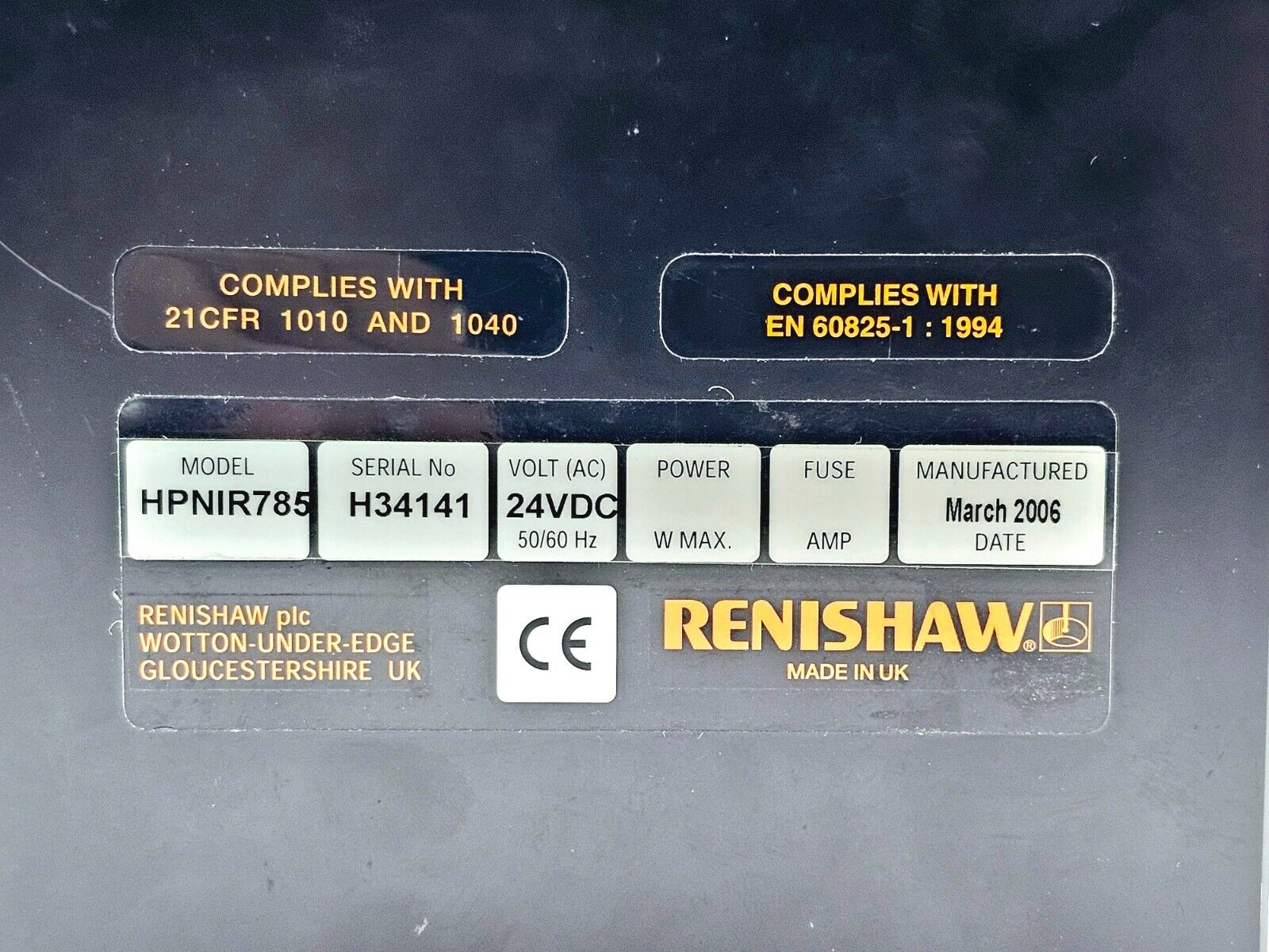 FOR PARTS/REPAIR Renishaw NIR HPNIR785 Laser 785 nm MFD 2006