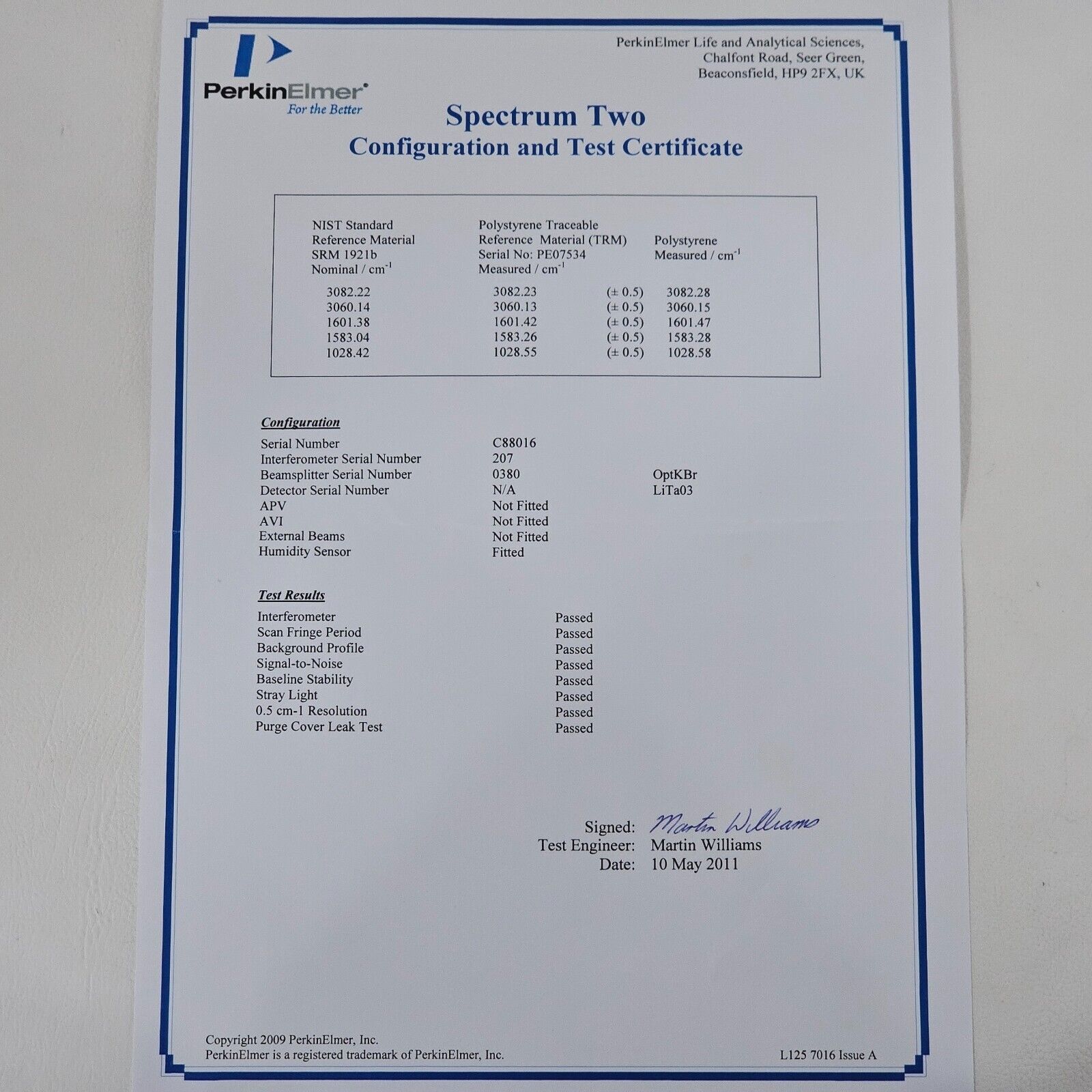 Perkin Elmer L1600300 FT-IR Spectrometer Spectrum TWO LITA with Laptop & Softwar