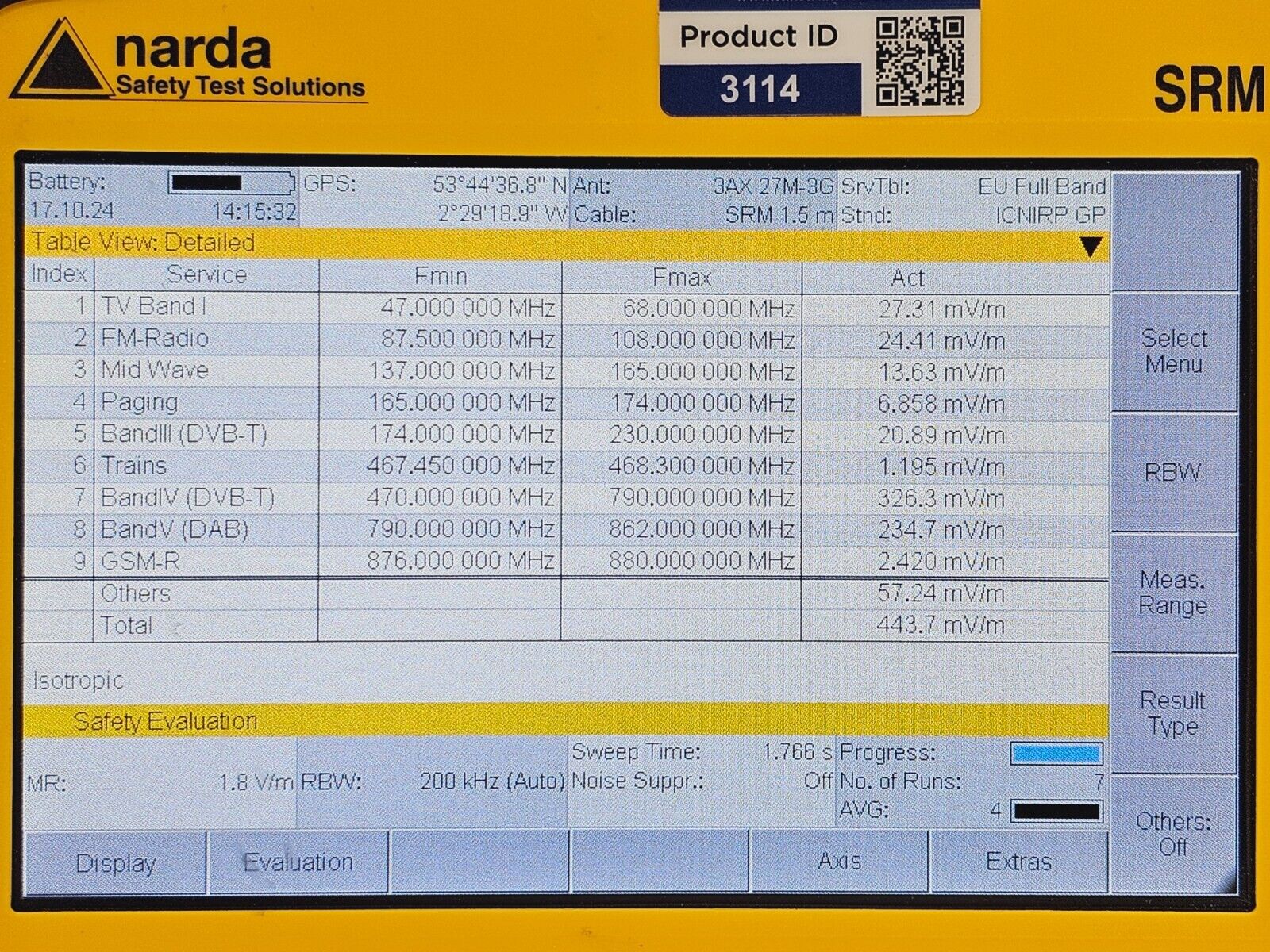 Narda SRM-3006 Selective Radiation Meter 3006/01 + 3501/03 Probe 27MHz - 3GHz