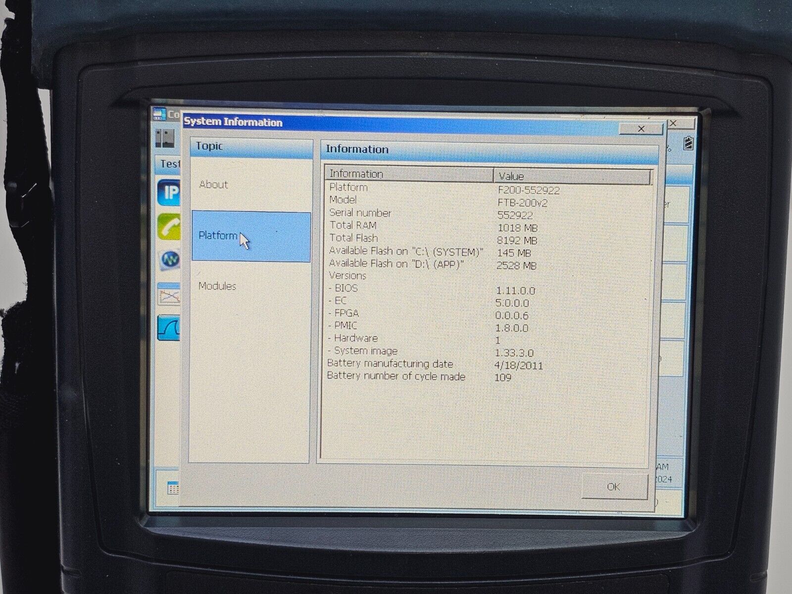 EXFO FTB-200 Mainframe w/ FTB-5240S-P OSA Optical Spectrum Analyzer 1250-1650 nm