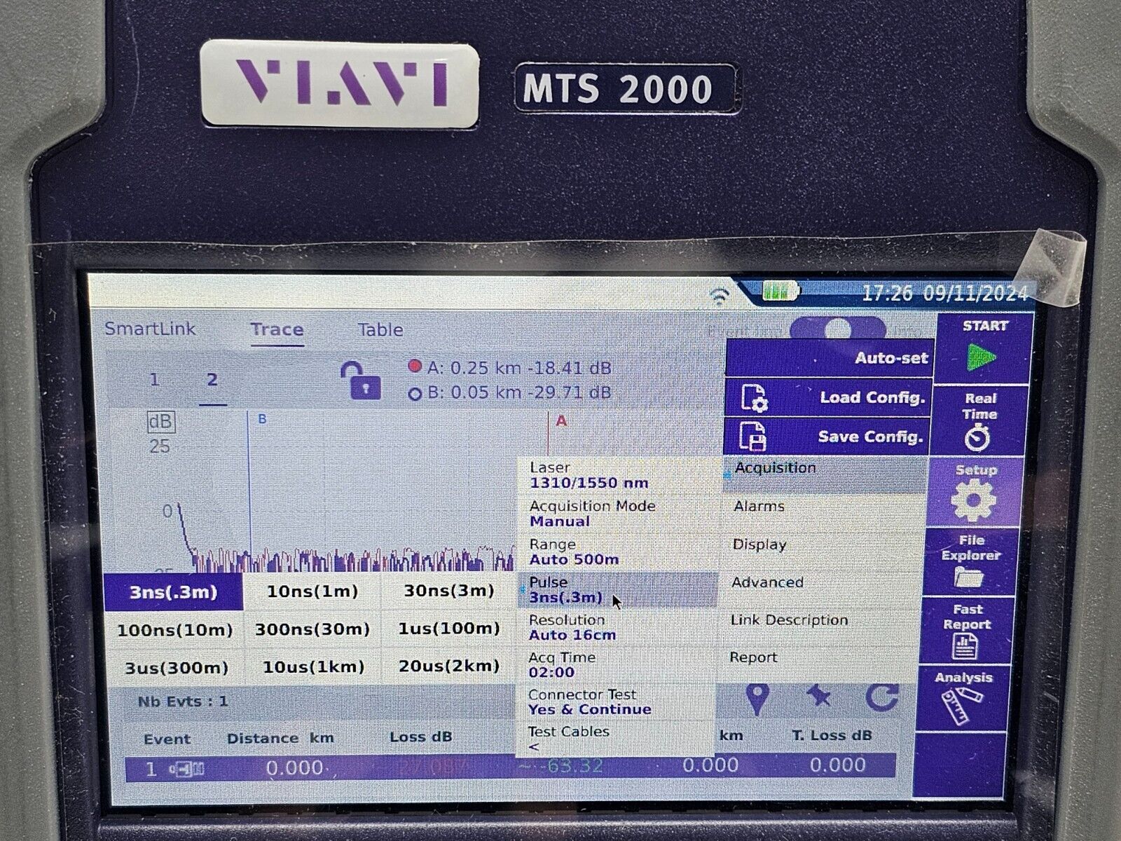 Viavi JDSU MTS 2000 V2 with 4138 MP49 Metro PON 1310/1490/1550 nm OTDR FCOMP SW