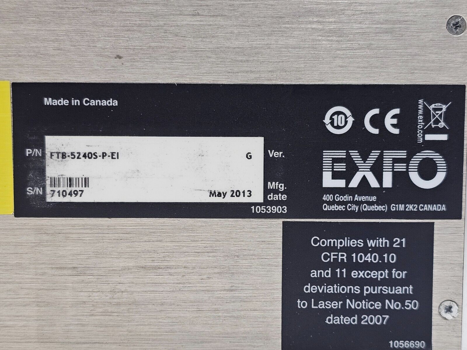 EXFO FTB-200 V2 Mainframe + FTB-5240S-P OSA INB (in-band OSNR) & ADV Options