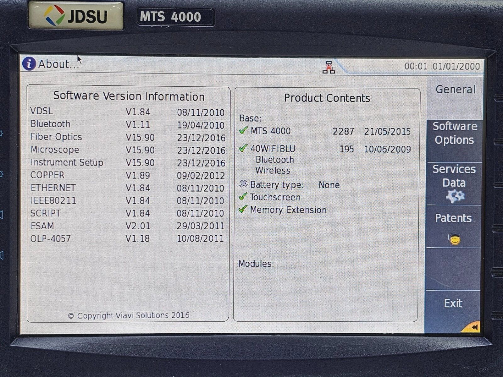 Viavi JDSU MTS T-BERD 4000 Mainframe Platform Bluetooth Wireles READ Description