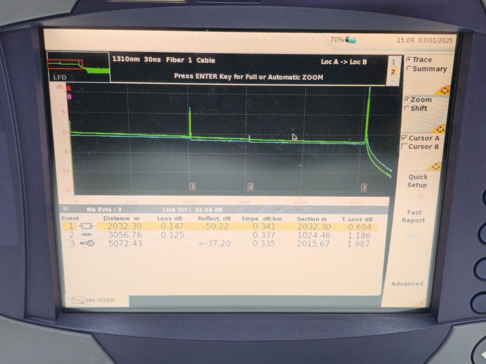 Viavi JDSU MTS 6000A w/ 8126 LR OTDR Module 1310/1550 nm 43/41 dB Long Range