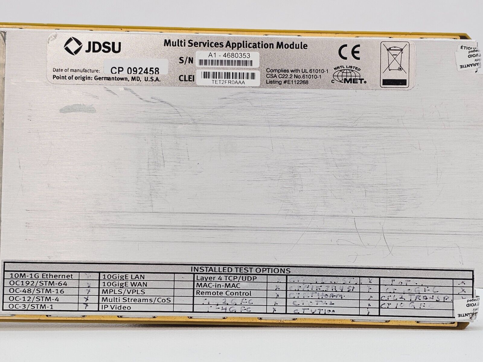 Viavi JDSU MTS 6000A with BERT MSAM C1004 Module 1G Ethernet Fibre Channel OTN