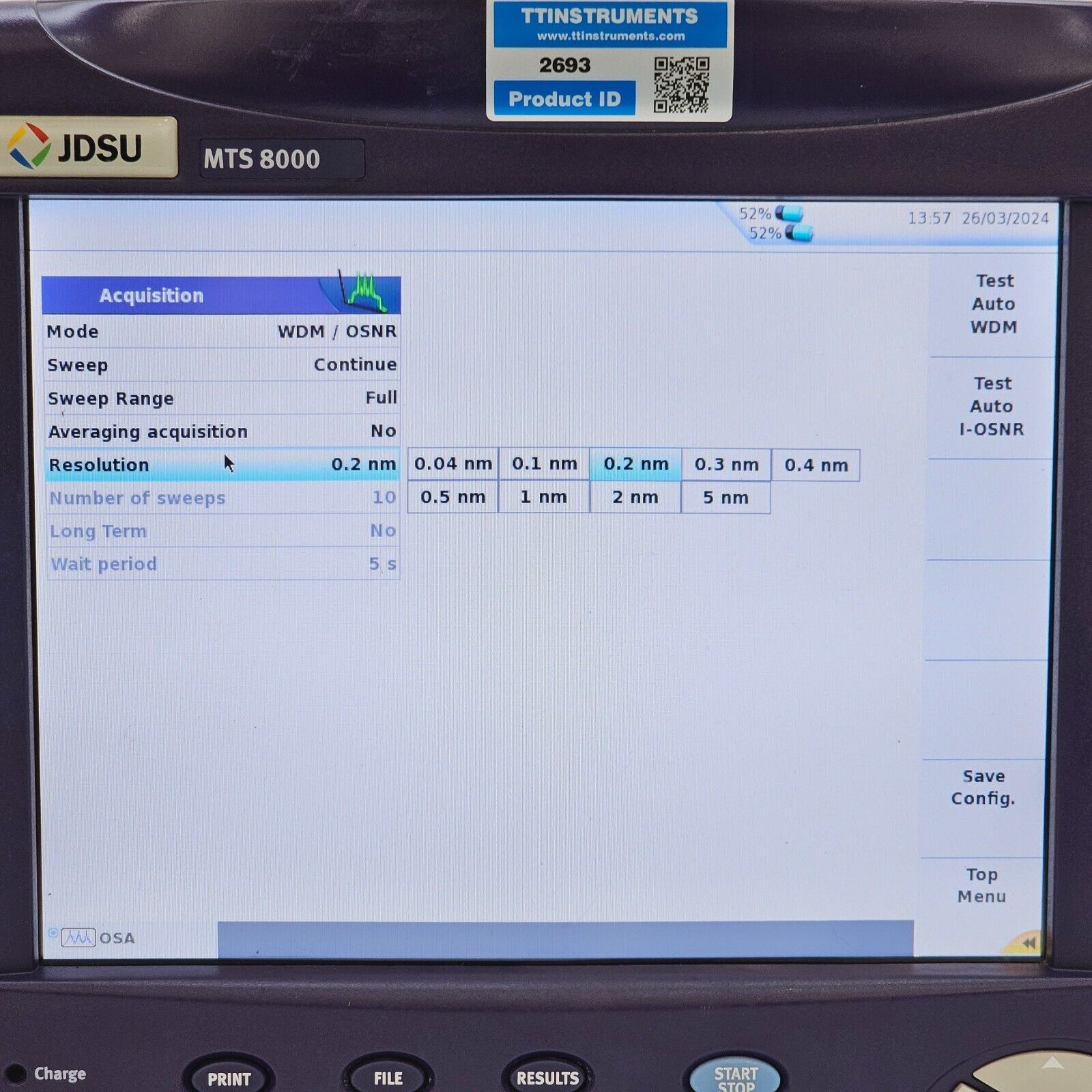 JDSU VIAVI T-Berd 8000E w/ OSA-500RS 2281/91.57 Optical DWDM Analyzer OSA APC