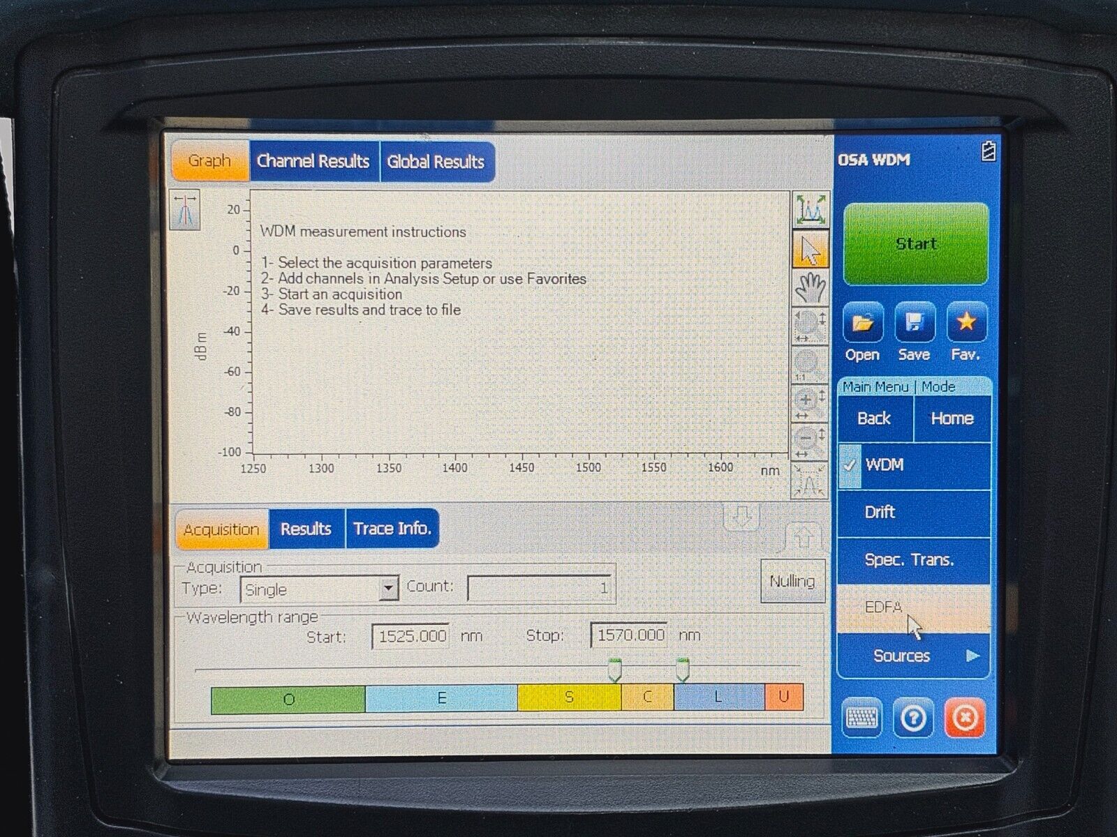 EXFO FTB-200 Mainframe w/ FTB-5240S-P OSA Optical Spectrum Analyzer 1250-1650 nm