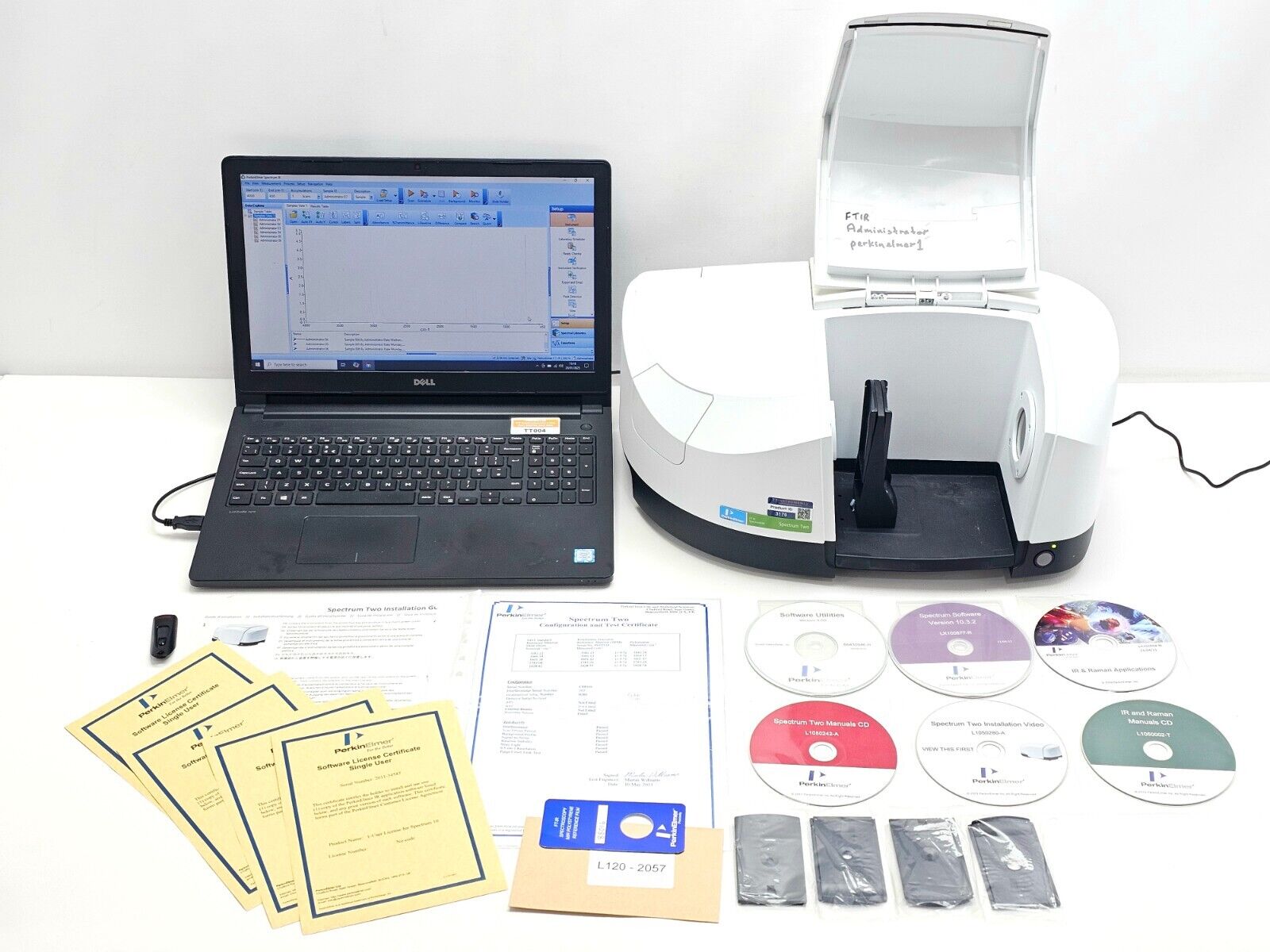 Perkin Elmer L1600300 FT-IR Spectrometer Spectrum TWO LITA with Laptop & Softwar