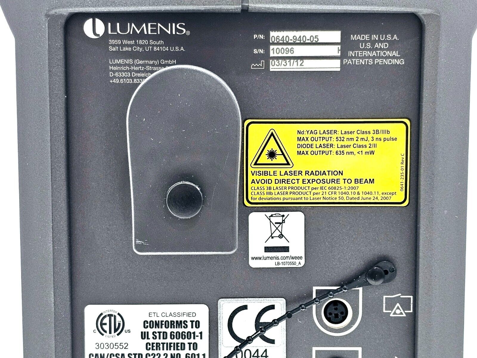 Lumenis Selecta ll SLT Laser 0640-940-05 0640-972-01 0634-499-01 F 638-SW MF2012