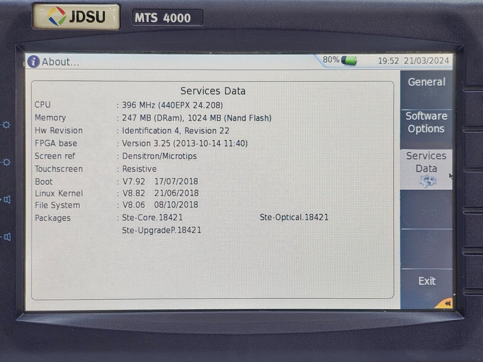 Viavi JDSU MTS 4000 + 4126 MA3 OTDR 1310/1550nm SM OTDR Module