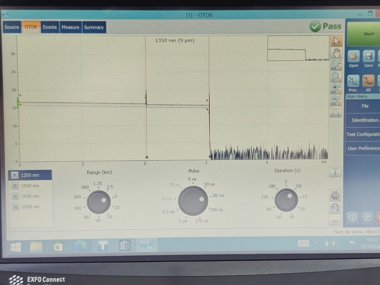 EXFO FTB-2 Pro Platform with FTB-7400E 1350 - 1610 nm Multi-Wavelength OTDR iOLM