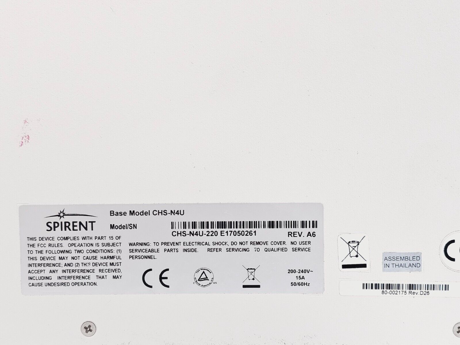 Spirent SPT-N4U-220 2-Slot Chassis Base Model CHS-N4U SPT N4U