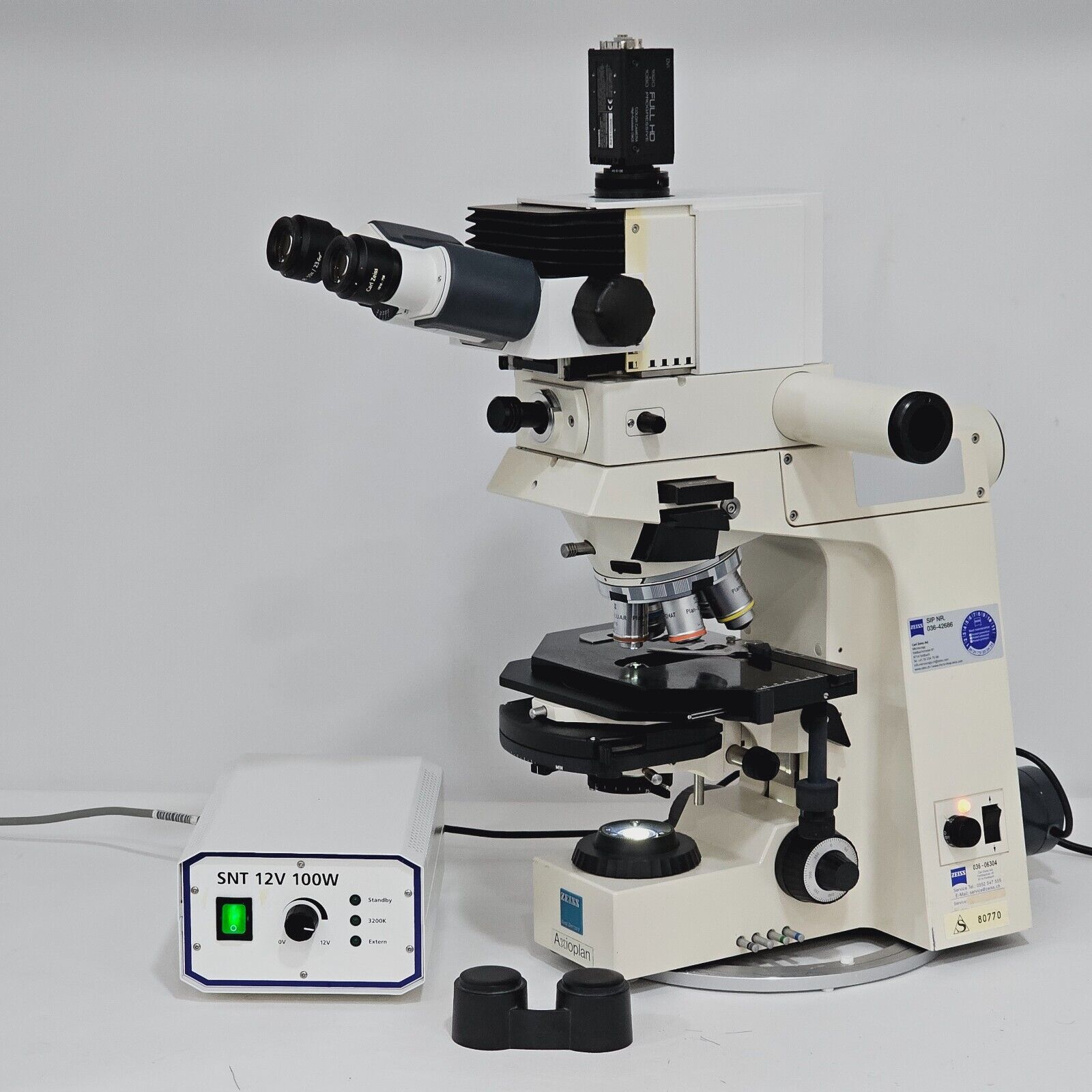 ZEISS Axioplan El-Einsatz Microscope 451887 IK-HR1D Camera + 5 Objectives &.....