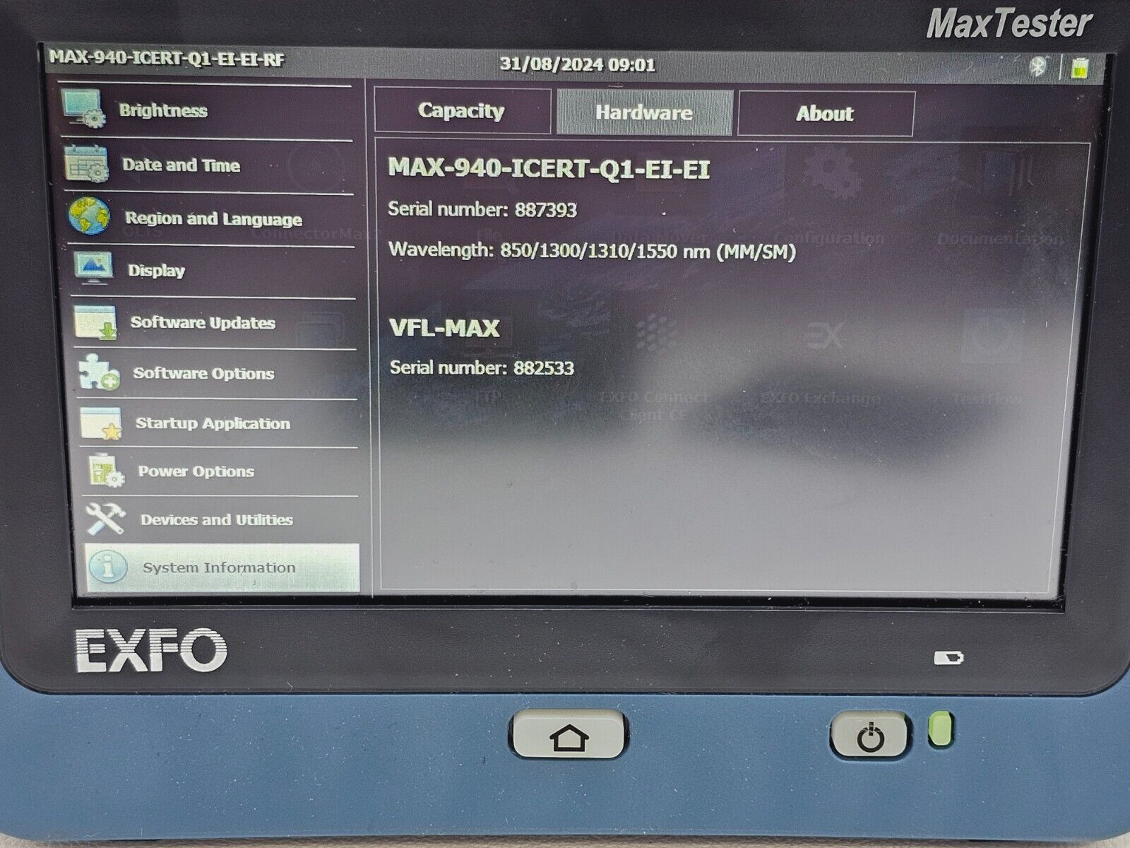 2x EXFO OLTS MAX-940 ICERT QUAD 850/1300/1310/1500 SM MM Fiber Certifier Tier-1