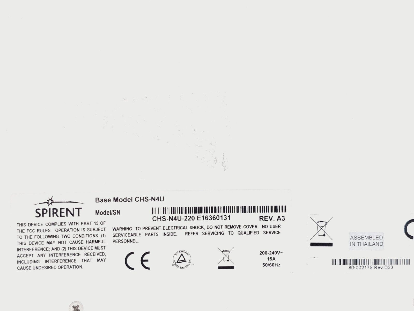 Spirent SPT-N4U-220 2-Slot Chassis Base Model CHS-N4U REV. A3 SPT N4U