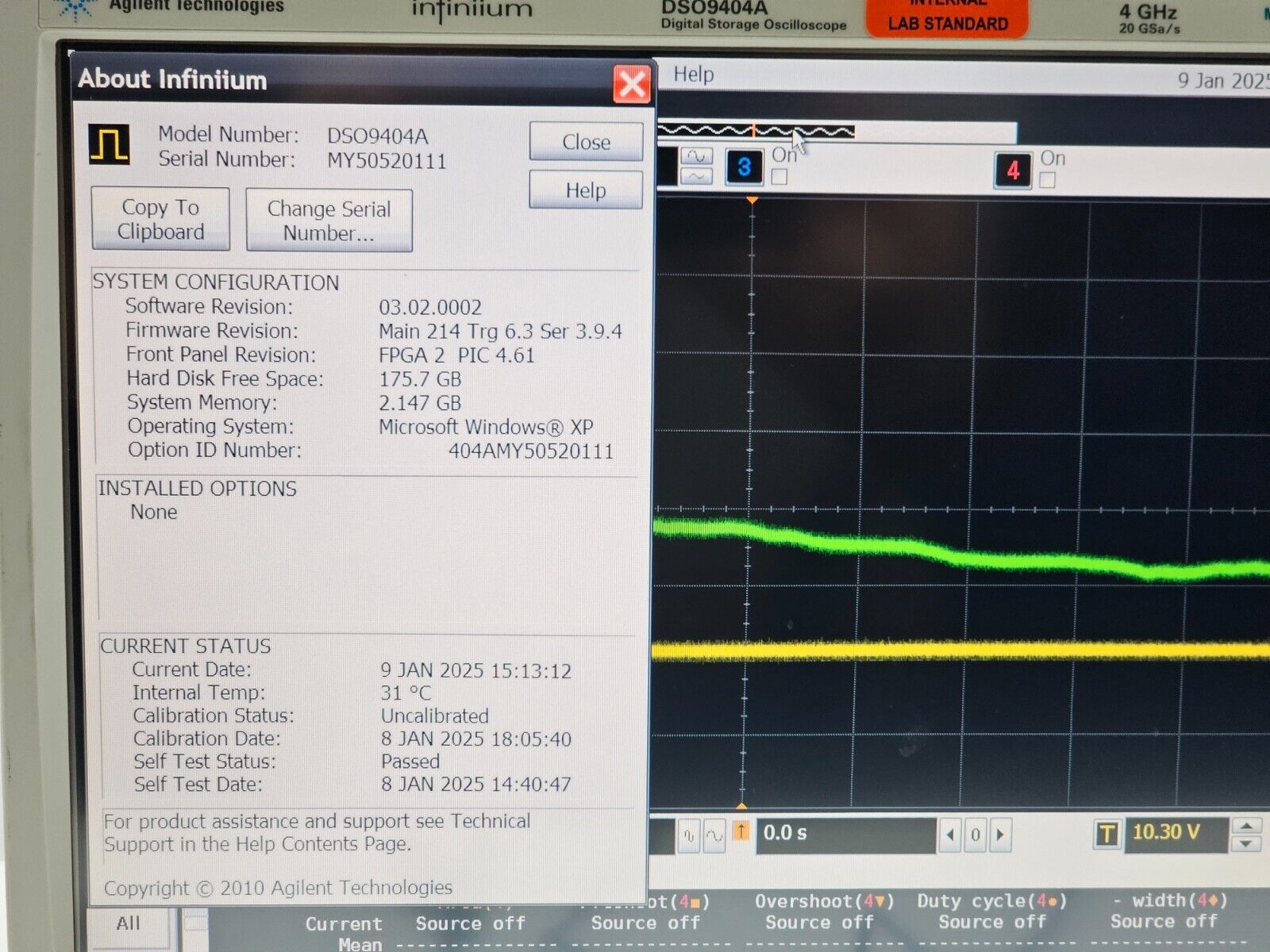 FOR PARTS / REPAIR Keysight Agilent DSO9404A Digital Storage Oscilloscope 4GHz