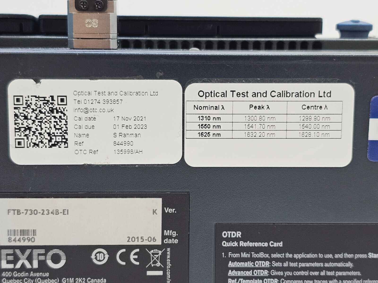 EXFO FTB-1 with FTB-730-234B-EI SM OTDR 1310/1550/1625 nm FTB-730 SC-PC