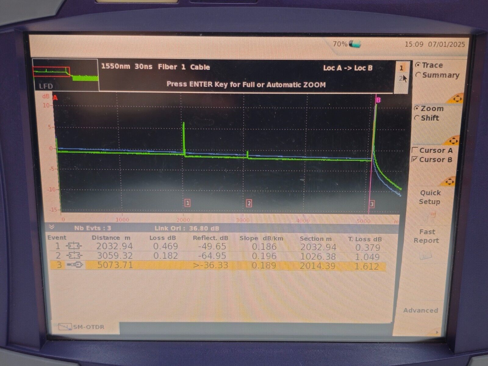 Viavi JDSU MTS 6000A w/ 8126 LR OTDR Module 1310/1550 nm 43/41 dB Long Range