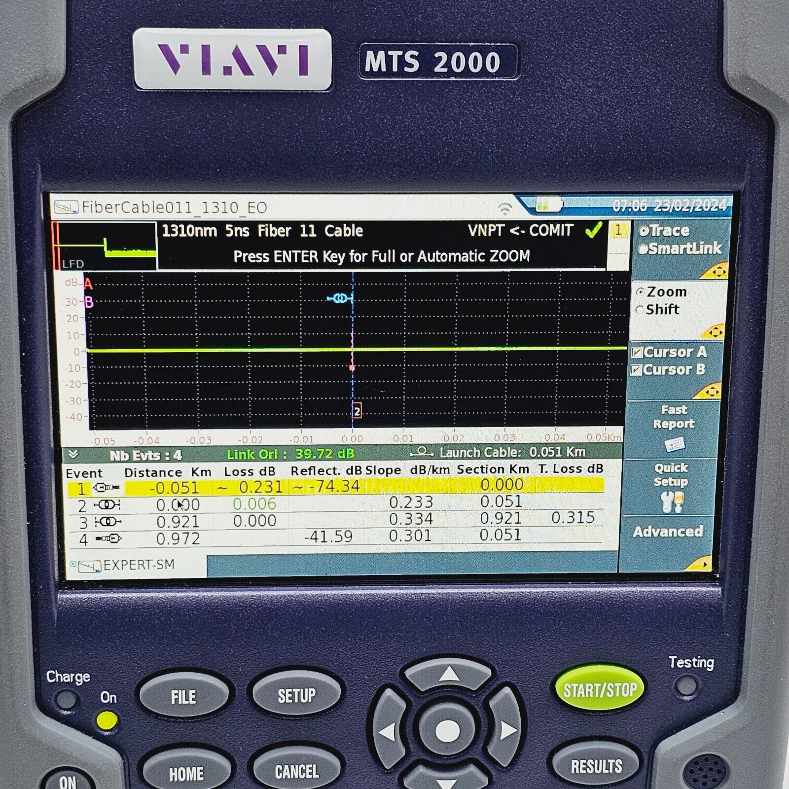 Viavi JDSU MTS 2000 + 4136 FMP2 1310/1550 & 1625 Filtered PON OTDR 46/45/44 dB