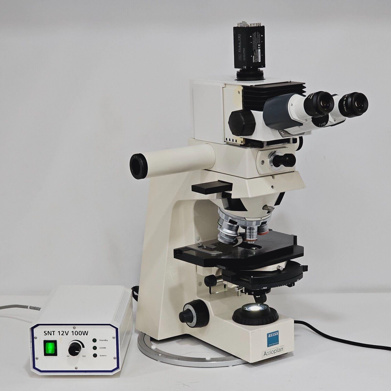 ZEISS Axioplan El-Einsatz Microscope 451887 IK-HR1D Camera + 5 Objectives &.....