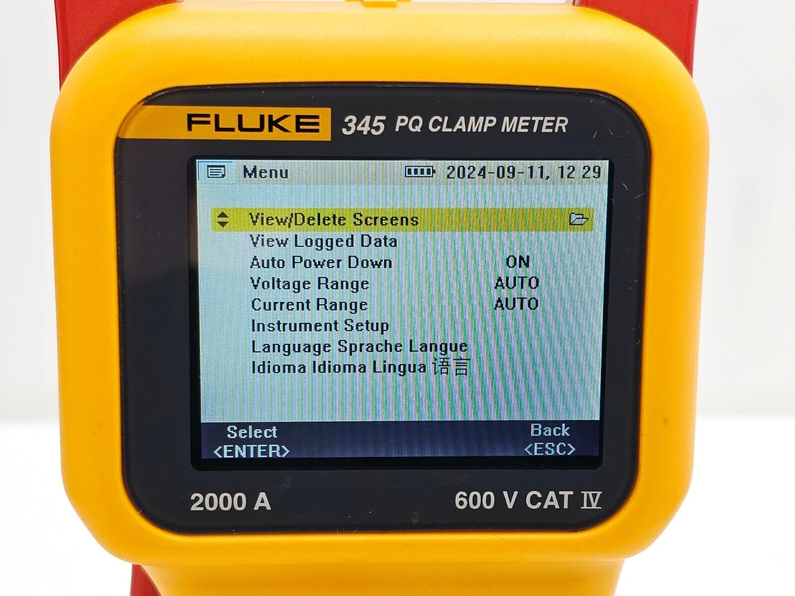 FLUKE 345 PQ Power Quality CLAMP METER 2000 A 600 V with Accessories