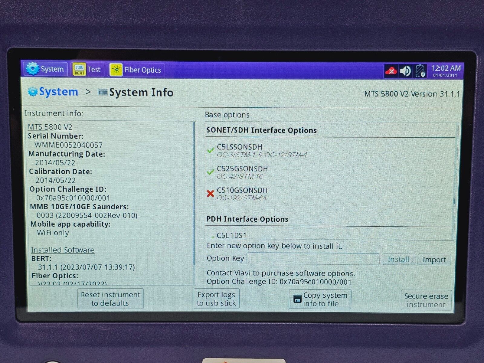 Viavi JDSU TB/MTS 5800 V2 5822P Dual Port Network Tester 1G Ethernet Gigabit