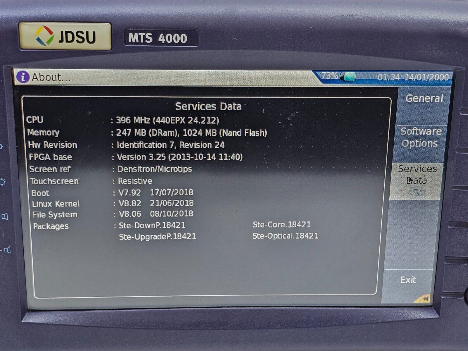 Viavi JDSU MTS 4000 Mainframe & 4126 MA SM OTDR 1310/1550 nm APC-SC 37/35 dB