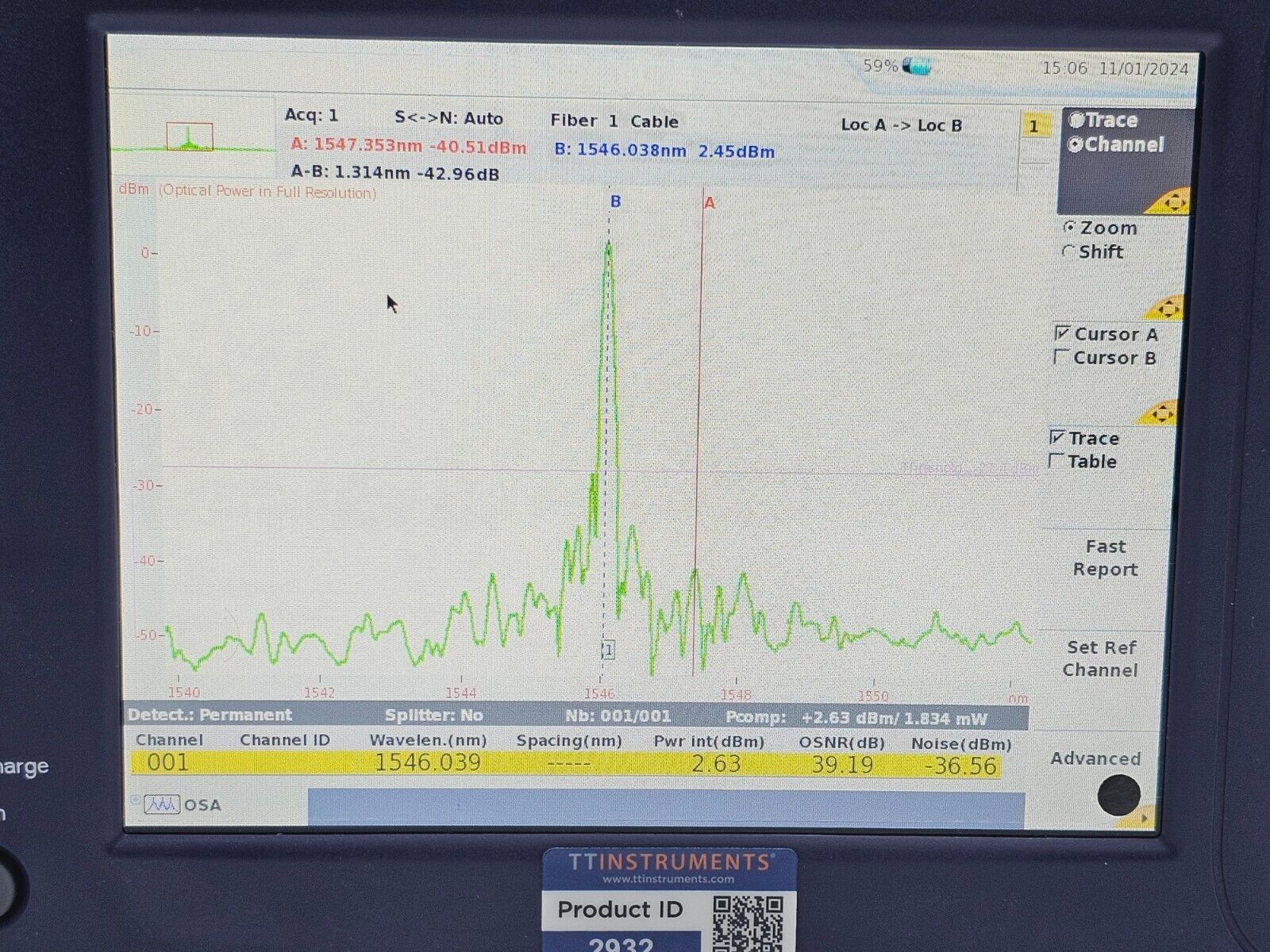 Viavi JDSU 6000A V2 + OSA-110M 1250 - 1650 nm OSA Optical Spectrum Analyzer #1