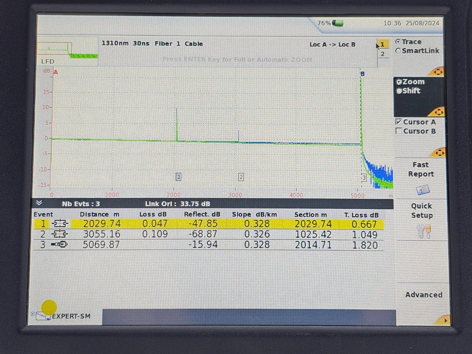 Viavi JDSU MTS 6000A V2 + 8126 B SM OTDR 1310/1550 nm 41/40 dB E8126B APC-FC