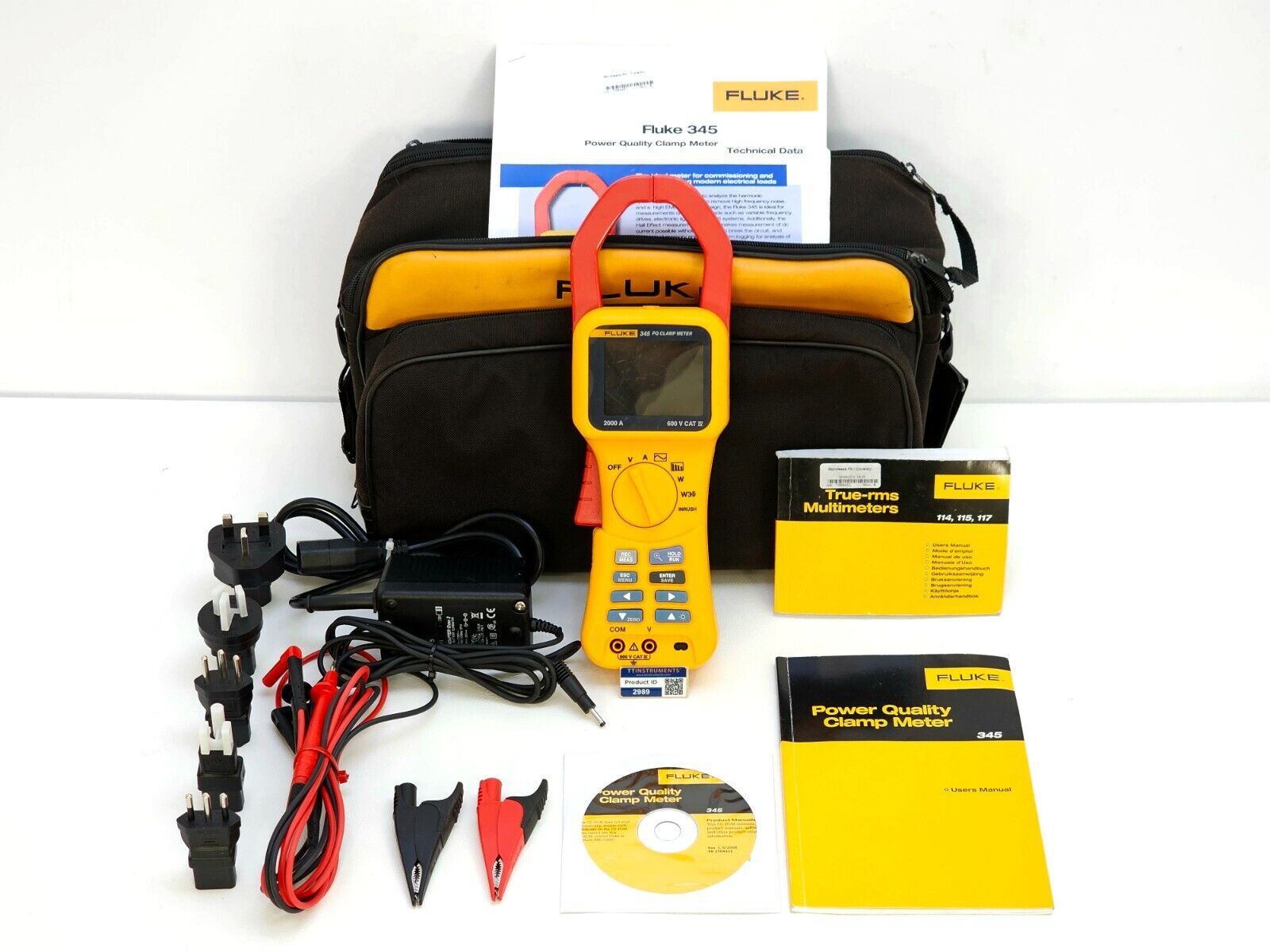 FLUKE 345 PQ Power Quality CLAMP METER 2000 A 600 V with Accessories