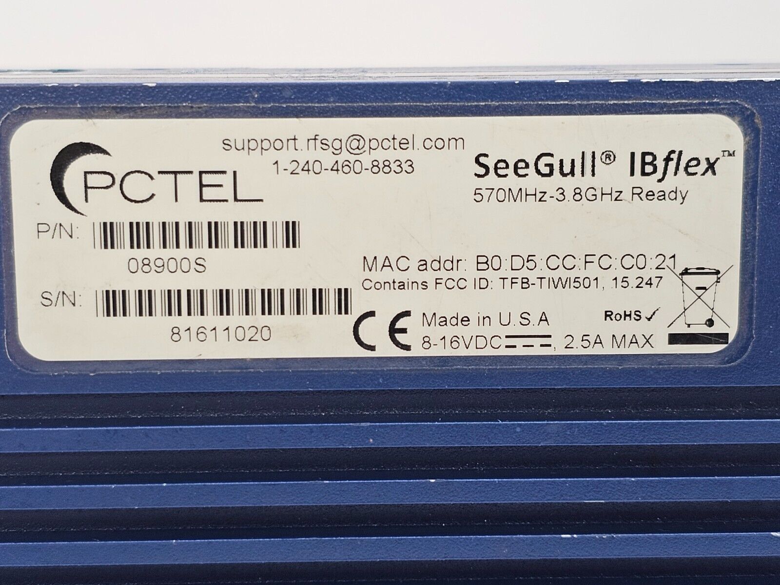 PCTEL SeeGull IBflex 570MHz-3.8GHz Scanning Receiver 08900S LTE TD/FD-LTE