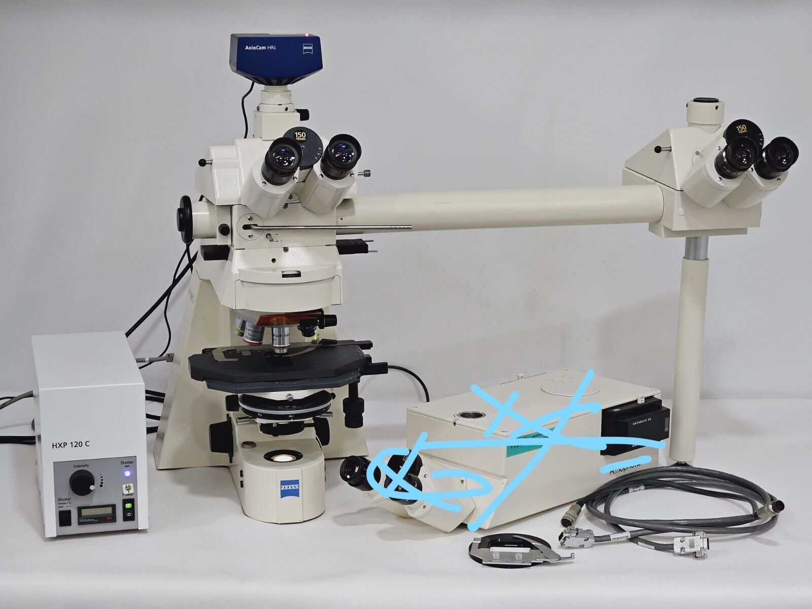 ZEISS Axioplan 2 Microscope 452185 w/ Teaching Arm AxioCam HRc + 6 Objectives &.