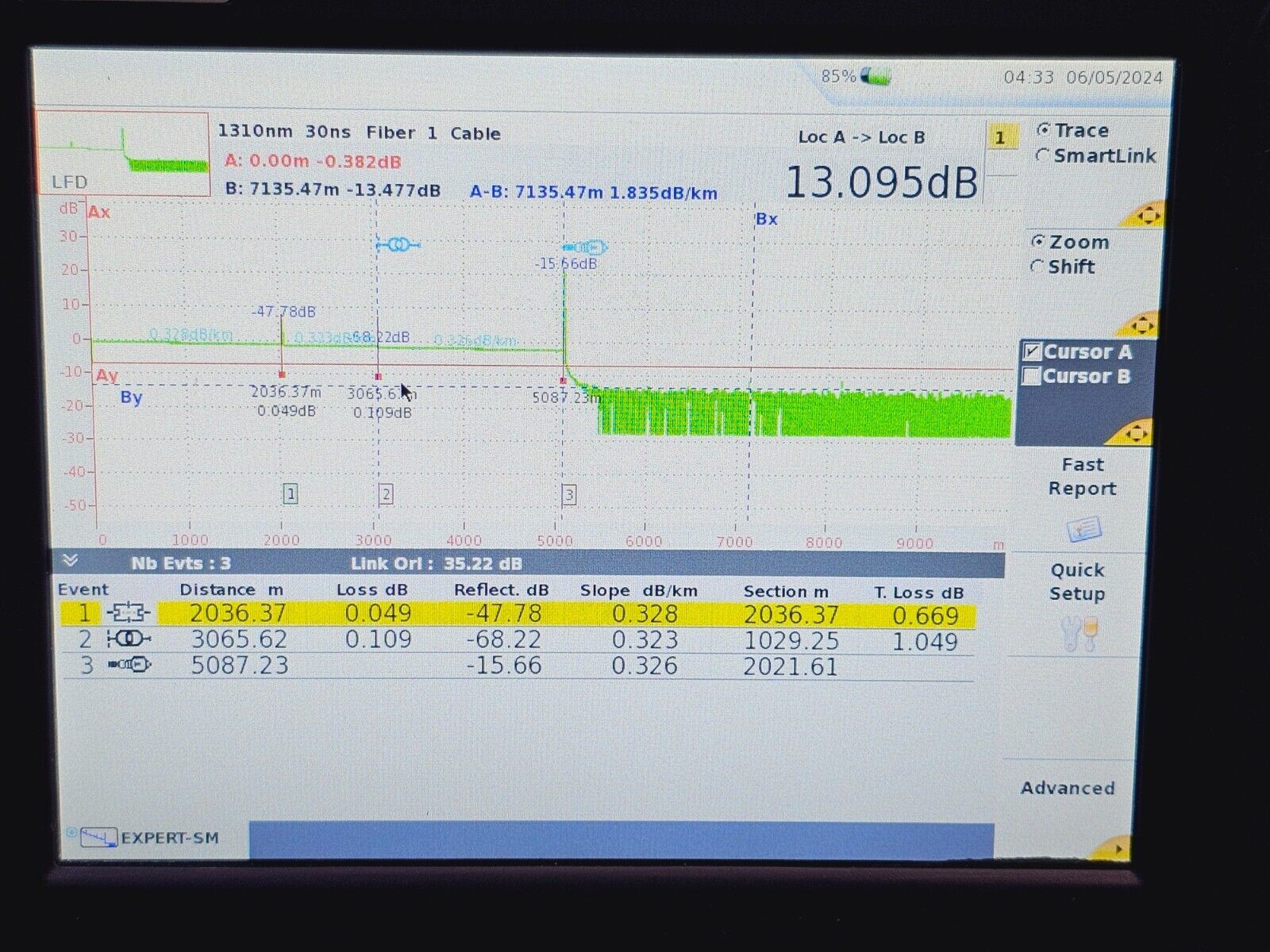 Viavi JDSU MTS 6000A V2 + 8126 B SM OTDR Module 1310/1550nm E8126B APC-FC