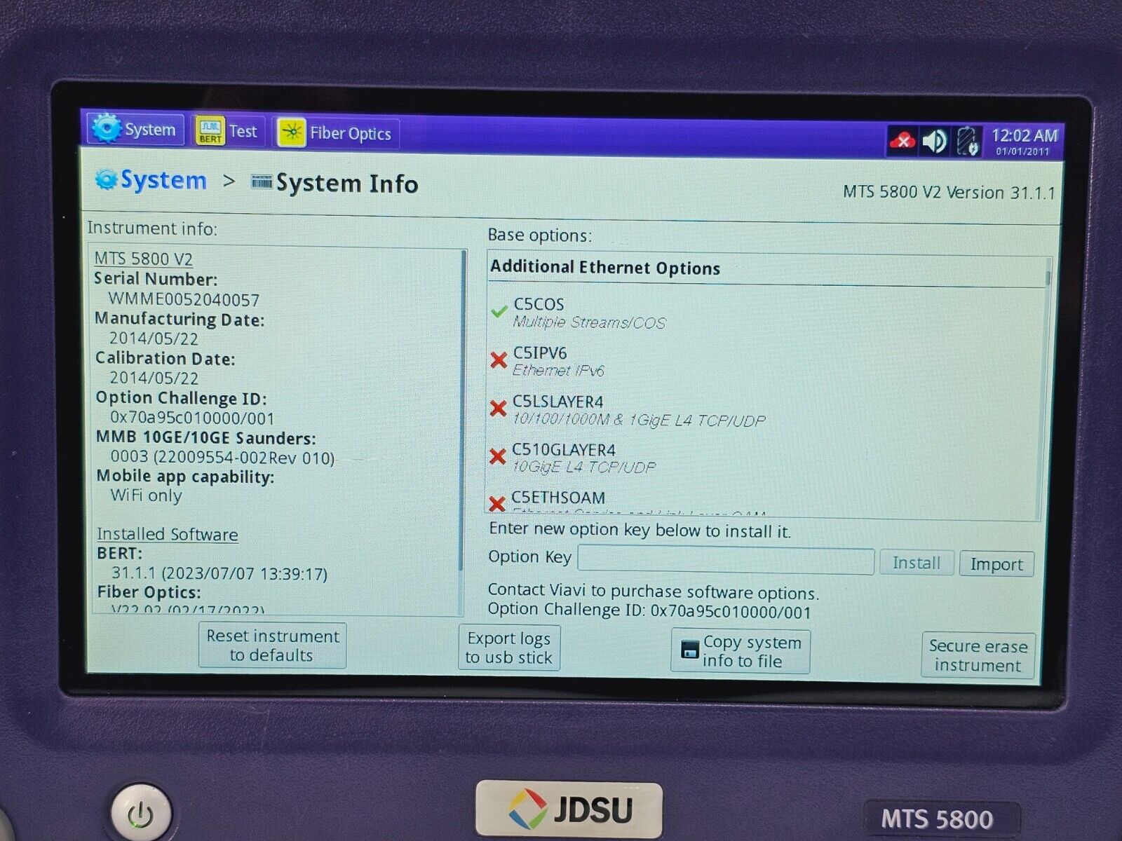 Viavi JDSU TB/MTS 5800 V2 5822P Dual Port Network Tester 1G Ethernet Gigabit