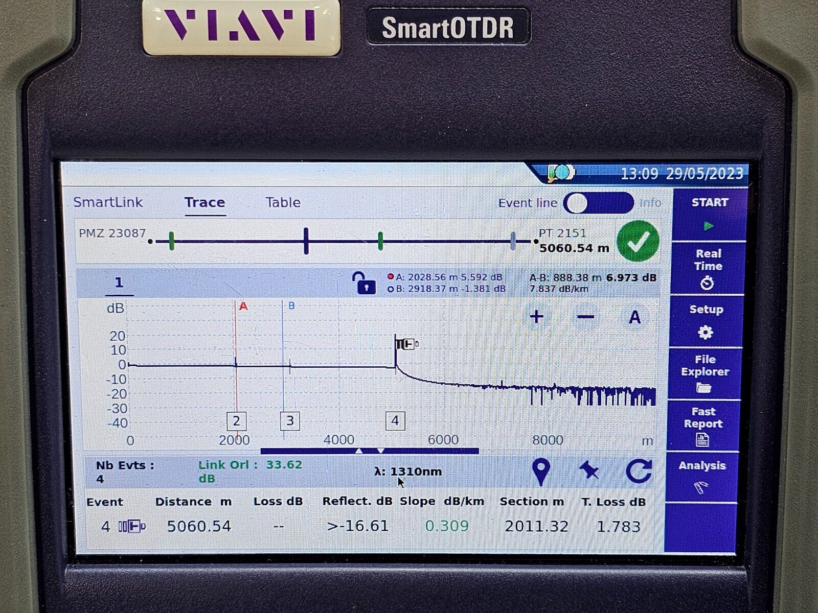 Viavi JDSU E126A SmartOTDR 1310/1550 nm APC SM Metro Access OTDR Smartlink SW