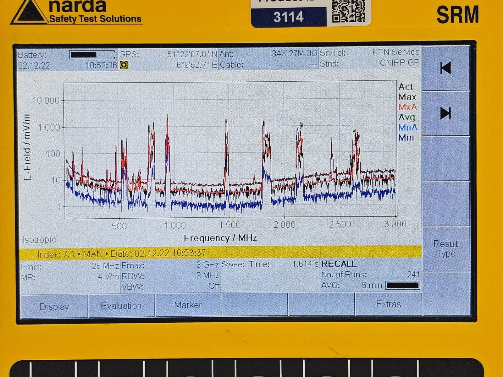 Narda SRM-3006 Selective Radiation Meter 3006/01 + 3501/03 Probe 27MHz - 3GHz