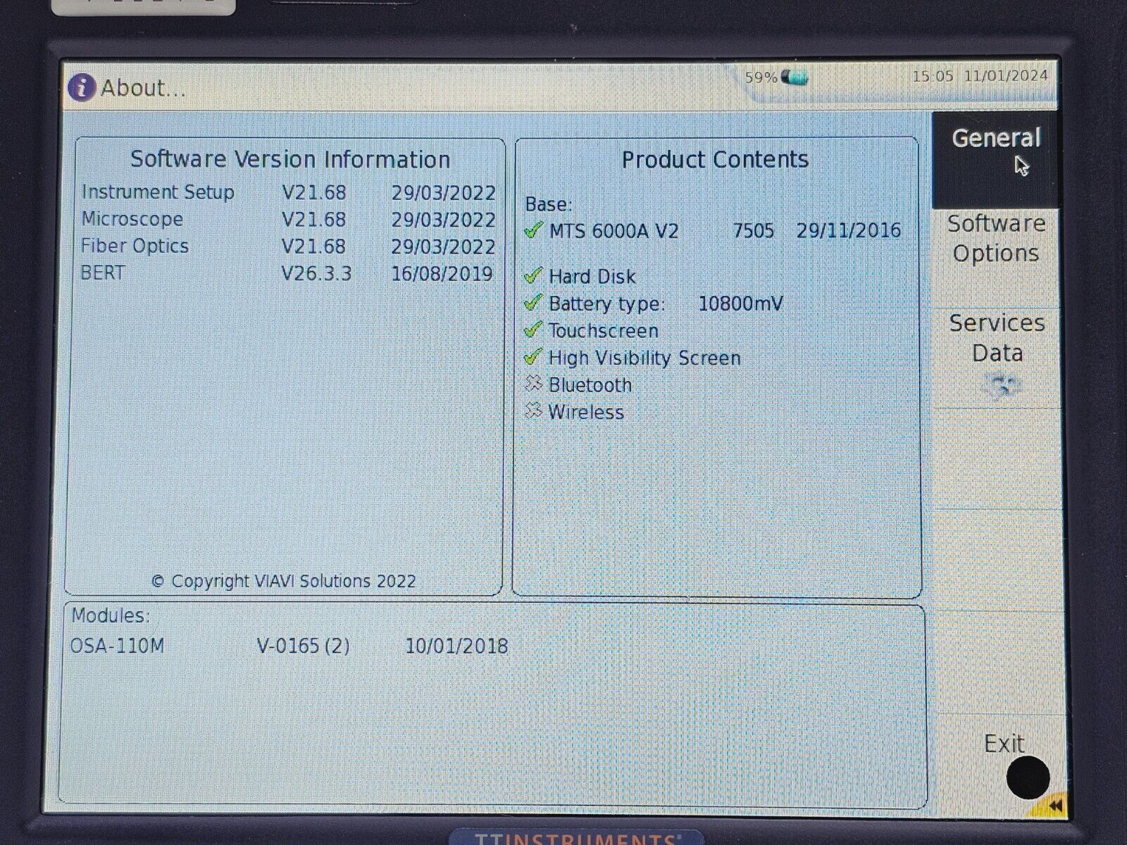 Viavi JDSU 6000A V2 + OSA-110M 1250 - 1650 nm OSA Optical Spectrum Analyzer #1