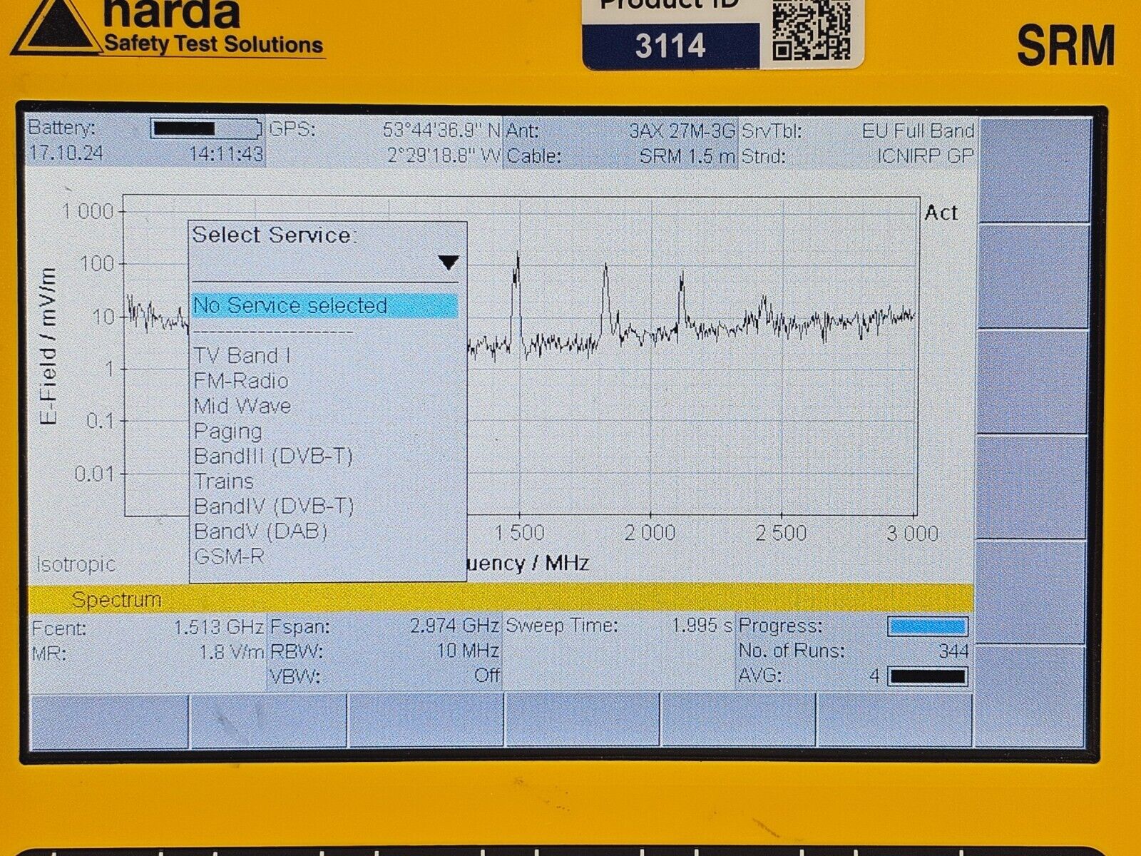 Narda SRM-3006 Selective Radiation Meter 3006/01 + 3501/03 Probe 27MHz - 3GHz