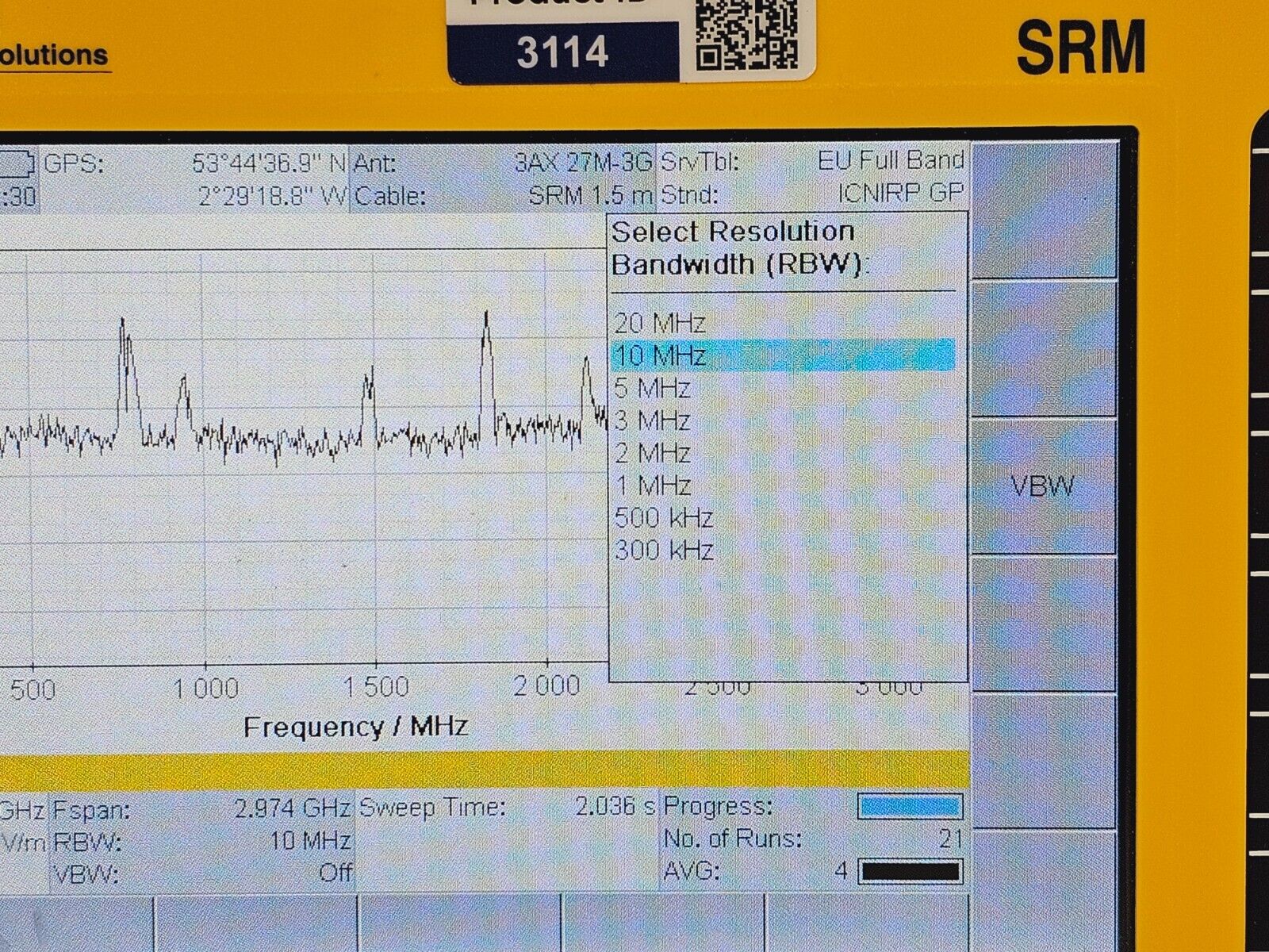 Narda SRM-3006 Selective Radiation Meter 3006/01 + 3501/03 Probe 27MHz - 3GHz