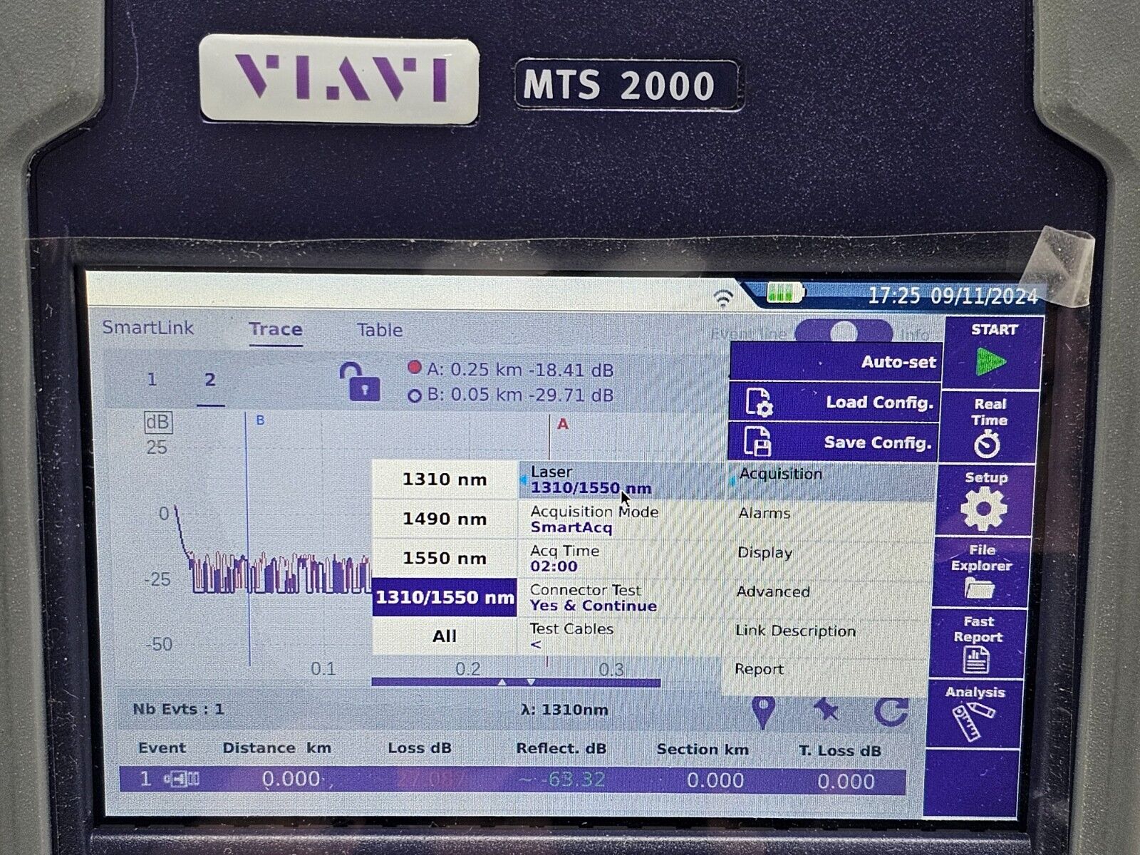 Viavi JDSU MTS 2000 V2 with 4138 MP49 Metro PON 1310/1490/1550 nm OTDR FCOMP SW